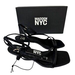 Madden NYC Strappy Kitten Heels with Ankle Strap Women's Size 6, 7, 11 Black